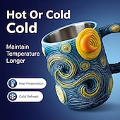 preiswerte Becher &amp; Tassen-Van Gogh Sternennacht 3D-Harzbecher, handbemalte Kaffeetasse, kunstvoll gestalteter Teebecher mit Reliefprägung, künstlerisches Geschenk für Kunstliebhaber, Zuhause &amp;Bürogestaltung