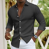 voordelige heren overhemd met knopen-Voor heren Overhemd Corduroyshirt Overhemd met knopen Marineblauw Blauw Lange mouw Effen Strijkijzer Casual Dagelijks Button-omlaag Kleding Katoen Modieus Streetwear Klassiek Casual
