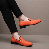 abordables Mocasines-Mocasines de piel sintética con efecto cocodrilo rojo para hombre: elegantes zapatos de vestir sin cordones para bodas, fiestas y eventos formales.