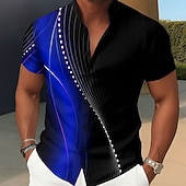  Ανδρικά Γεωμετρικό Χρωματική κλίση Linie Πουκάμισο Πουκάμισο με κουμπιά Πουκάμισο με γιακά Κοντομάνικο Vintage ρετρό Διακοπές Καθημερινή Ένδυση Ρούχα παραλίας Καλοκαίρι Άνοιξη Μανδαρίνο Κολλάρο 3D