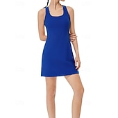 cheap Women's Tennis Dress-Women's Solid Colored Petit Tennis Dress Tennis Dress with Shorts Sports Dress Sleeveless Pocket Elastic Breathable Tennis Running Fitness Dress Tracksuit Black White Pink Tennis Clothing