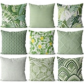 cheap Throw Pillows,Inserts &amp; Covers-Nordic Green Plant Leaf Pattern Linen Throw Pillow Cover Decorative Cushion Cover for Sofa Bed Headboard Car and Nap Pillow Use