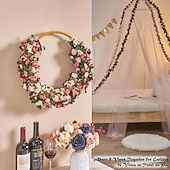 voordelige Kunstbloemen-8 stuks x 2,5 meter bloemenslinger van kunstmatige rozen met groene bladeren, hangende neprozenslinger voor kamer, feest, huis, bruiloft, verjaardag, kerst, muur, boogdecoratie, lente roze bloemen