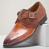cheap Classic Dress Shoes-Men's Genuine Leather Double Monk Strap Formal Shoes, Elegant Design for Weddings, Special Events and Professional Wear