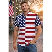  250th Anniversary USA Manga Hawaii Shirts Back To School USA Flag Independence Day July 4 Casual Street Style Harajuku Graphic Kawaii Adults' Men's Semiquincentennial Masquerade 4th of July Festival