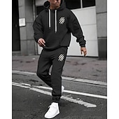 preiswerte einfache Trainingsanzüge-Herren Trainingsanzug Outfit-Set Kapuzenpullover Set Kapuzenpullover Täglich Outdoor Sport Kordelzug Tasche Buchstabe a Marineblau Aprikose Polyester Sportkleidung Mode Streetwear Herbst