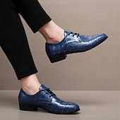 abordables Chaussures Derby-Chaussures habillées pour hommes en similicuir orange à motif crocodile – chaussures de ville et de mariage pour messieurs modernes