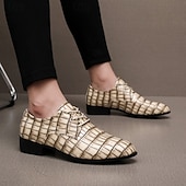 abordables Chaussures Derby-Chaussures habillées pour hommes en similicuir orange à motif crocodile – chaussures de ville et de mariage pour messieurs modernes