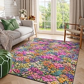 olcso Terítőszőnyegek-virágos szőnyeg színes virágmintás szőnyeg nappaliba, hálószobába, irodába, lakberendezéshez, csúszásmentes, könnyen tisztítható, puha, tartós