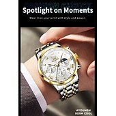 abordables Relojes de Cuarzo-Nuevo reloj de negocios para hombre de la marca Olevs con pantalla luminosa, función de cronómetro, calendario, indicador de 24 horas, reloj de cuarzo multifuncional, informal y moderno, resistente al