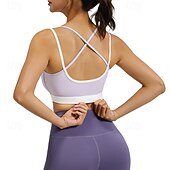 abordables Soutien-Gorges de Sport-Femmes Soutien Moyen Débardeur Rembourré Brassières et Soutiens-gorge/Sport Mince ​Brassière Soutien-Gorge Rembourré Salle de sport Exercice Course Léger Élastique Respirant Noir Jaune Violet Couleur