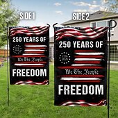 economico 250° Anniversario-Bandiera da giardino per il 250° anniversario degli Stati Uniti, cartello da giardino per l'anniversario dell'America, striscione patriottico per la libertà del 4 luglio degli Stati Uniti, bifacciale.