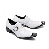 Χαμηλού Κόστους Κλασικά Παπούτσια-Ανδρικά λευκά επίσημα παπούτσια από γνήσιο δέρμα, μοντέρνα παπούτσια με αγκράφα για γάμους, πολυτελή υποδήματα για γαμπρό και καλεσμένους σε γάμο