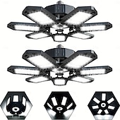 baratos Luzes de trabalho-Lâmpada LED para garagem com faixa de iluminação de teto de alto brilho 6500k, 7+1 painéis deformáveis, adequada para porão, celeiro, lavanderia e áreas de armazenamento.