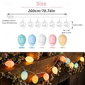 Χαμηλού Κόστους Τροφοδότηση με Μπαταρίες-Φωτάκια παραμυθιού με κορδόνι σε σχήμα πασχαλινού αυγού 2m 10leds με μπαταρία για βιτρίνα σπιτιού, υπνοδωμάτιο, μπαλκόνι, διακόσμηση κήπου