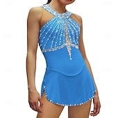 abordables Vestidos de Patinaje Artístico-Vestido de patinaje artístico Chica Patinaje Sobre Hielo Vestidos Negro Rosa Azul Retazos Borlas Elástico Entrenamiento Competición Ropa de Patinaje Clásico Cristal / Strass Sin Mangas Patinaje sobre
