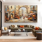 olcso Tájképek-kézzel készített olajfestmény vászon faldekoráció építészet utcakép lakberendezéshez keret nélküli, feszítetlen festmény