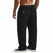 ieftine Clasic-Bărbați Pantaloni de in Pantaloni Pantaloni de vară Pantaloni largi Pantaloni de plajă Cordon Buzunar Talie elastică Simplu Confort Respirabil Lungime totală Casual Zilnic Concediu Vacanță Modă Negru