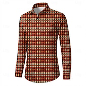 voordelige Bovenkanten-Retro Vintage 1970s Shirt Aloha Shirt Long Sleeves Hippie Geometric Fancy Dress Men's Masquerade Music Festival Party Daily Wear Adults' Shirt