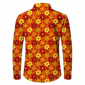 abordables Tapas-Retro Antiguo Años 70 Camisas Camisa hawaiana Larga Hippie Floral Disfraz Hombre Mascarada Festival de Música Fiesta Ropa Cotidiana Adulto Camisas