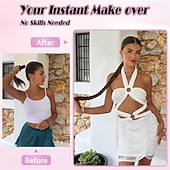 tanie Kucyki-Długi warkocz z kucykiem i gumką do włosów, DIY, owinięty wokół syntetycznej opaski do włosów, naturalny, miękki i puszysty styl dla kobiet, do codziennego noszenia, 34 cale, mieszany brąz