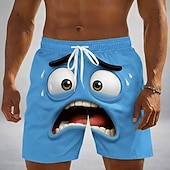 preiswerte Retro Vintage &amp; Ethik-Herren Optische Täuschung 3D Zeichentrick Lächelndes Gesicht Badehosen Badeshorts Boardshorts Mittlere Taille Lustig Hawaiianisch Strandurlaub Seitentaschen Netzfutter Elastischer Kordelzug in der