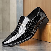 cheap Monk Shoes-Men's Faux Leather Perforated Dress Loafers with Glossy Finish, Stylish Slip-On Shoes for Formal &amp; Evening Events