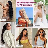 cheap Ponytails-Ponytail Extension, 18" Claw Clip Ponytail Extension Wavy Ponytails Hair Extensions Jaw Clip on Pony Tails Natural Synthetic Hairpiece for Women Daily, Dark Ash Blonde with Golden Ends 18 Inch