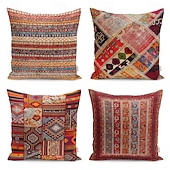 abordables style bohème-Kilim – housse de coussin géométrique double face, taie d'oreiller carrée décorative douce, pour chambre à coucher, salon, canapé, chaise, 1 pièce