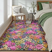 olcso Terítőszőnyegek-virágos szőnyeg színes virágmintás szőnyeg nappaliba, hálószobába, irodába, lakberendezéshez, csúszásmentes, könnyen tisztítható, puha, tartós