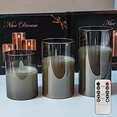 economico Luci di candela-3 candele a led senza fiamma con telecomando, candele di cera senza fumo per proposte di matrimonio, feste, cene, illuminazione ambientale, alimentate a batteria AAA, decorazioni per la casa