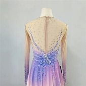 economico Abiti da Pattinaggio Artistico-Abito da pattinaggio artistico Ragazze Pattinaggio sul ghiaccio Vestito Viola chiaro Patchwork Orlo asimmetrico Elasticizzato Alta elasticità Allenamento Competizione Vestiti da pattinaggio sul