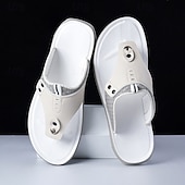 Недорогие Повседневные сандалии-Стильные мужские шлепанцы из искусственной кожи, дышащий дизайн, идеально подходящие для летнего отдыха на пляже и у бассейна.