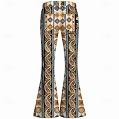 cheap Bottoms-Retro Vintage Boho 1970s Pants Bell Bottom Pants Hippie Disco High Waist Paisley Fancy Dress Men's Halloween Carnival Music Festival Retro Theme Party Adults' Pants