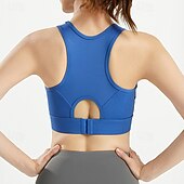 baratos Sutiã Esportivo-Mulheres Sustentação Média Regata com Bojo Sutiã de corrida Delgado Good Top Acolchoado Academia Exercício Corrida Leve Elástico Respirável Preto Branco Azul Retalhos