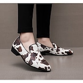 economico Mocassini-mocassini da uomo in similpelle con stampa mucca, alla moda e comodi, perfetti per occasioni semi-formali e uscite informali
