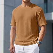 halpa perus t-paidat-Miesten T-paita Lihaspaita Ribbineulos T-paita Lyhythihainen Lyhyt hiha Tiukka pyöreä kaula-aukko Kesä Tavallinen Pintakäsitelty Pit Strip Muoti Suunnittelija Perus Crewneck Kausaliteetti Loma Katu