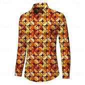 economico Cime-Retrò Vintage Anni '70 Camicia Camicia Aloha Lunghe Hippie Geometrico Costume Per uomo Mascherata Festival Musicale Feste Abbigliamento quotidiano Adulti Camicia