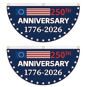 billige 250. jubileum-2 stk. amerikansk 250-årsjubileumsflagg, halvrundt til dekorasjoner, 250-årsjubileumsbanner, patriotisk flagg til uavhengighetsdagen og nasjonale feiringer