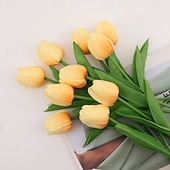 economico Fiore finti-10 tulipani finti, fiori artificiali, fiori finti in PU, steli di tulipano, per bouquet primaverili da matrimonio, composizioni floreali, decorazioni per feste in casa e ufficio, per la festa della