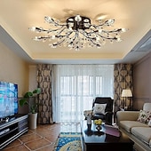 رخيصةأون تصميم سبوتنيك-مصابيح سقف 15-ضوء 90 سم LED كريستال فلوش جبل تشطيبات معدنية مطلية أنيقة وعصرية 200-240 فولت / 110-120 فولت تصميم زهرة