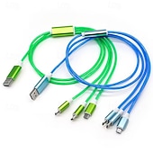 economico Luci decorative-Cavo di ricarica luminoso 3 in 1, cavo di ricarica multi-led, cavo di ricarica luminoso, cavo USB 3A, compatibile con la maggior parte degli smartphone