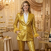 זול חולצות-רטרו\וינטאג' שנות ה-80 שמלות חליפות ובלייזרים דיסקו פאייטים תחפושות בגדי ריקוד נשים מסיבה\אירוע ערב מצעד הגאווה חודש הגאווה מבוגרים שמלה