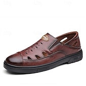 economico Sandali casual-sandali da uomo marroni senza lacci, tomaia traspirante con design casual, comodi per avventure all'aria aperta, abbigliamento casual e attività estive