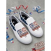  Adidași slip-on din pânză pentru femei cu steagul SUA cu ocazia aniversării de 250 de ani a Statelor Unite - imprimare patriotică cu steagul american încălțăminte casual ușoară și respirabilă pentru