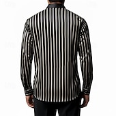 baratos Camisas de cetim masculinas-Homens Camisa Social Blusa de cetim Saia camisa de botão Camisa de formatura Tiras verticais O negócio Casamento Preto Vinho Azul Marinha Verde Manga Longa Aberto para a Lateral Todas as Estações