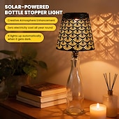 baratos Luzes de paisagem-1 unidade de luminária solar LED para rolha de garrafa, luminária para garrafa de vinho, luz embutida para sala de estar, sala de jantar, bar, camping, decoração de mesa, luz de projeção vazada