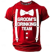 Heren bruidegom drinkteam tekst vlinderdas bretels smoking grafisch humoristisch sarcastisch vrijgezellenfeest bruiloft bruidsjonkers t-shirt regular fit casual feestkleding kleding s m l xl xxl xxxl