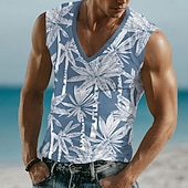 Χαμηλού Κόστους Tropická trička na dovolenou-Ανδρικά Τροπικό Φοίνικας καρύδας Μπλουζάκι Αμάνικο Κοντομάνικη μπλούζα 3D εκτύπωση Λαιμόκοψη V Πουκάμισο Τροπικό Υπαίθριο Διακοπές Χαβανέζα Θαλασσί Ρουμπίνι Βυσσινί Καλοκαίρι Άνοιξη Ρούχα Τ M L XL