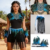 voordelige Outfits-Middeleeuws Renaissance Veren kostuumaccessoires Krijger Elf Veer Kostuum Dames Halloween Carnaval Prestatie LARP Ren Faire Volwassenen Kostuum